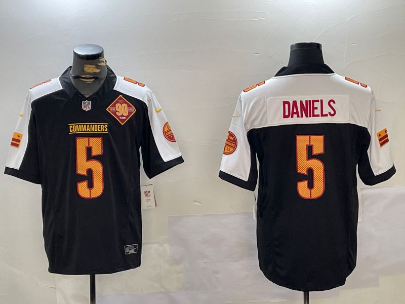 Men 2025 Washington Commanders #5 Daniels Black three generations Nike Limited NFL Jersey style 7